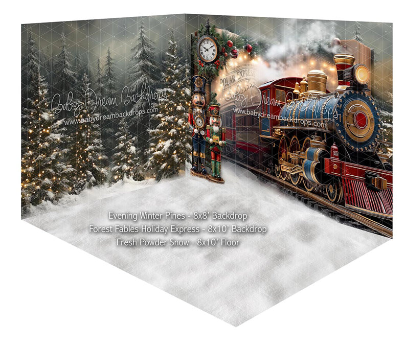 Room Evening Winter Pines + Forest Fables Holiday Express + Fresh Powder Snow