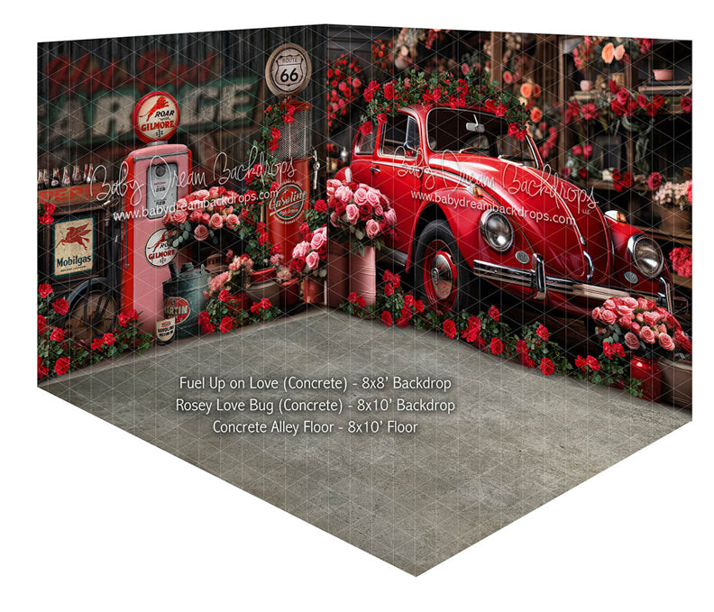 Room Fuel Up on Love (Concrete) + Rosey Love Bug (Concrete) + Concrete Alley Floor