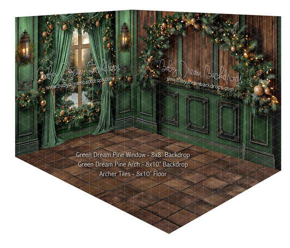 Fabric Room Green Dream Pine Window + Green Dream Pine Arch + Archer Tiles