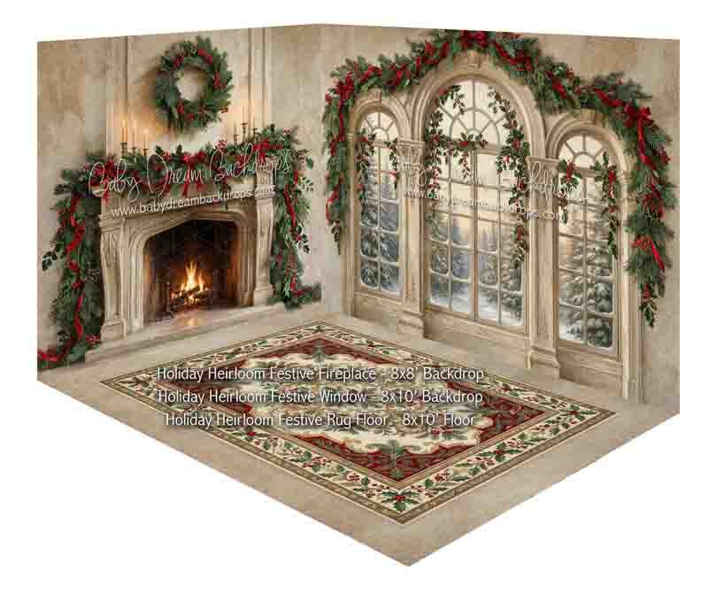 Room Holiday Heirloom Festive Fireplace + Holiday Heirloom Festive Window + Holiday Heirloom Festive Rug Floor