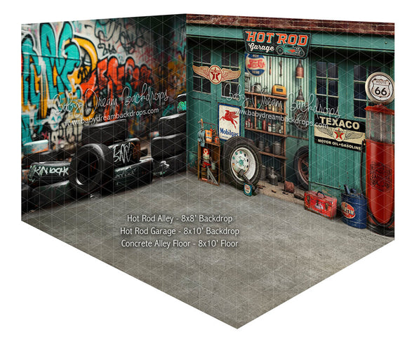 Room Hot Rod Alley + Hot Rod Garage + Concrete Alley Floor