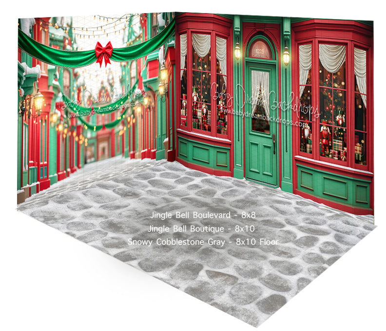Room Jingle Bell Boulevard + Boutique + Snowy Cobblestone Gray Floor