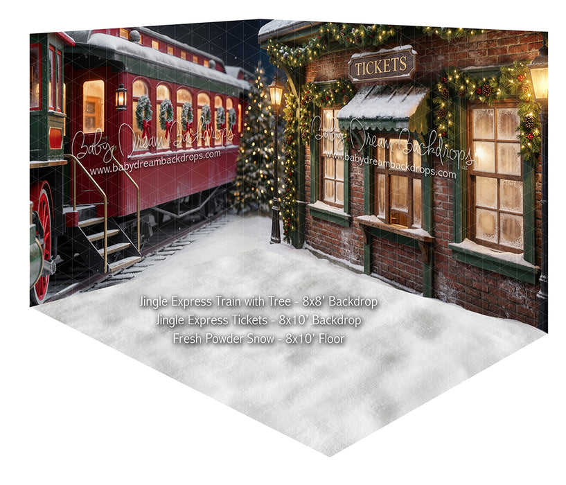 Fabric Room Jingle Express Train with Tree + Jingle Express Tickets + Fresh Powder Snow Floor