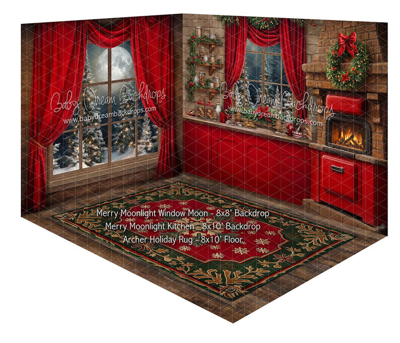 Room Merry Moonlight Window Moon + Merry Moonlight Kitchen + Archer Holiday Rug