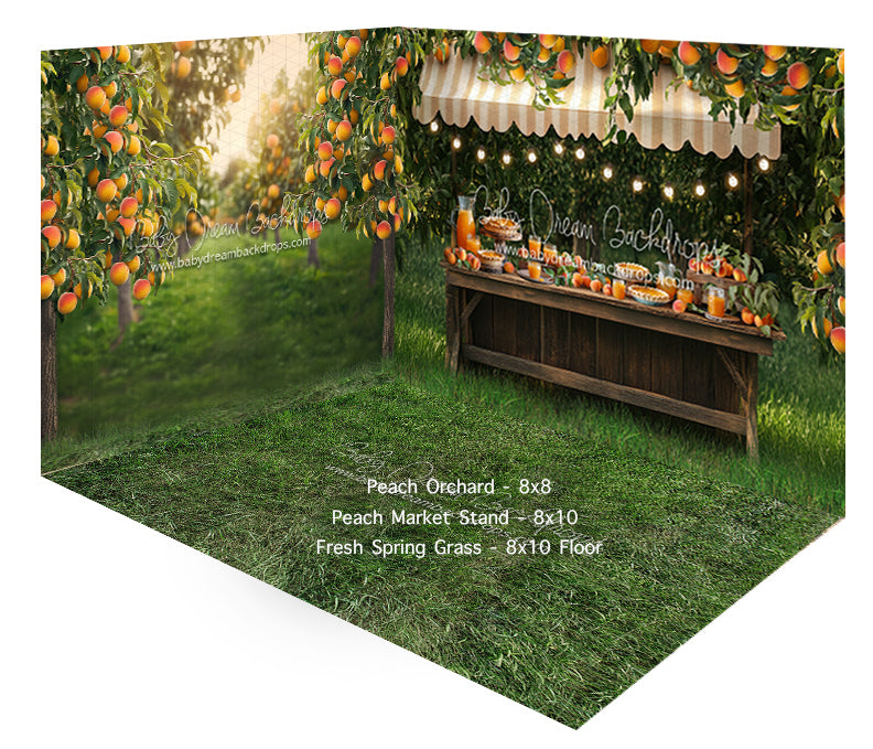 Fabric Room Peach Orchard + Peach Market Stand + Fresh Grass