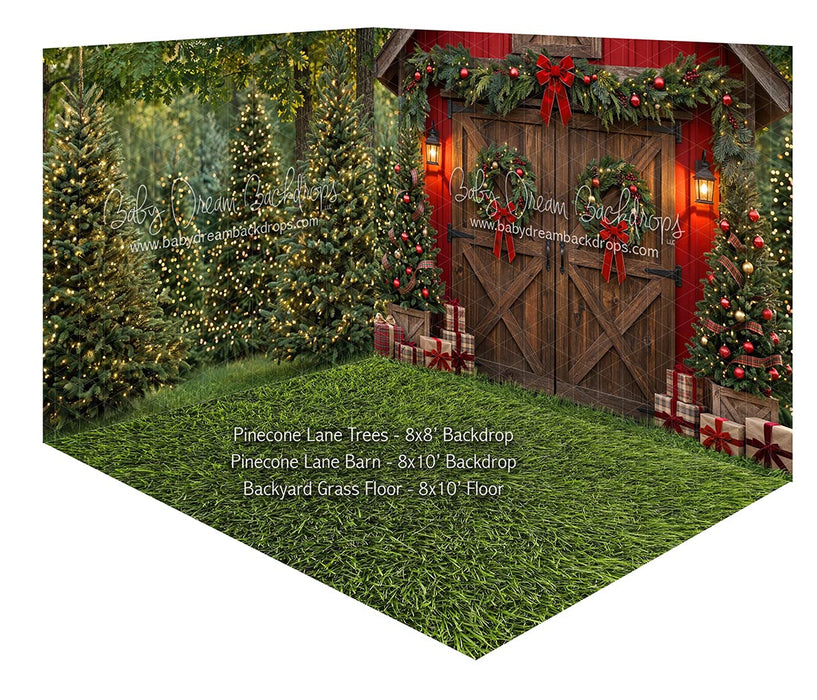 Fabric Room Pinecone Lane Trees + Pinecone Lane Barn + Backyard Grass Floor