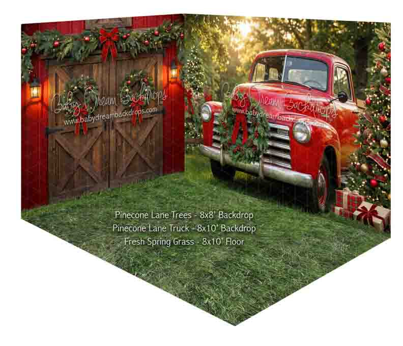 Room Pinecone Lane Truck + Pinecone Lane Barn + Backyard Grass Floor