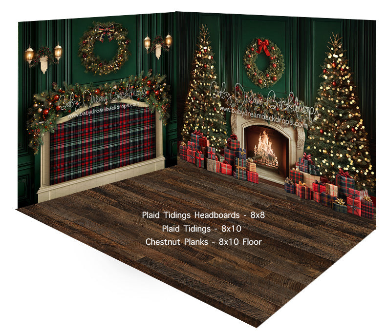 Fabric Room Plaid Tidings Headboards + Plaid Tidings + Chestnut Planks