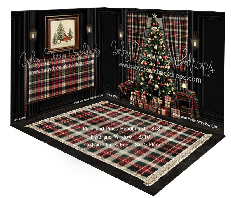 Room Plaid and Pines Headboard + Plaid and Pines Window + Plaid and Pines Rug