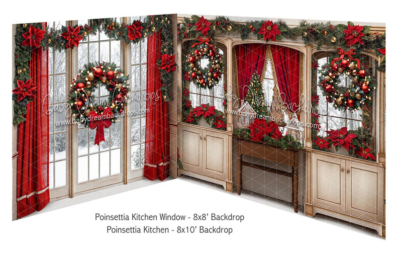 Poinsettia Kitchen Window + Poinsettia Kitchen — Baby Dream Backdrops