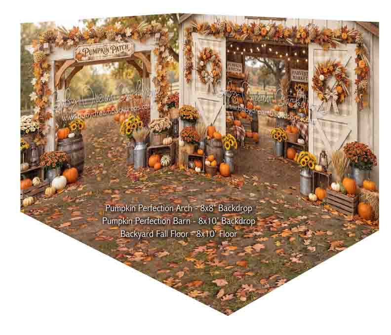 Fabric Room Pumpkin Perfection Arch + Pumpkin Perfection Barn + Backyard Fall Floor