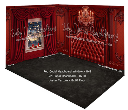 Fabric Room Red Cupid Headboard + Window + Justin Texture 
