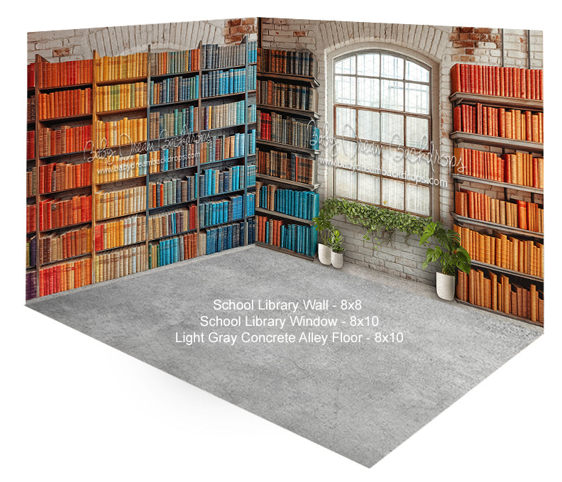 Room School Library Wall + Window + Light Concrete Floor — Baby Dream ...
