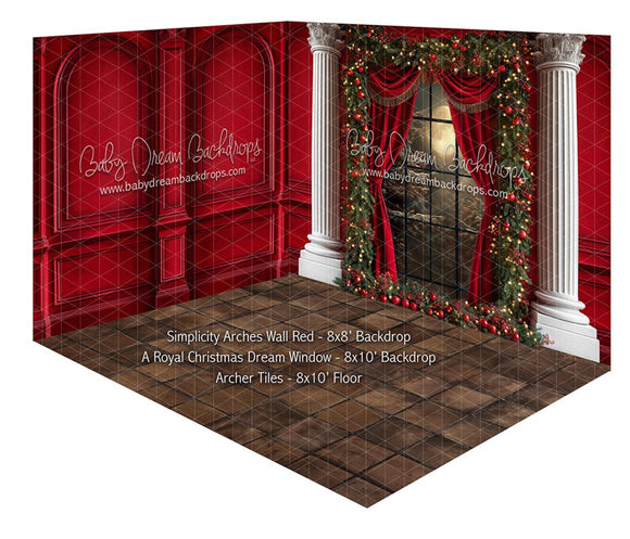 Room Simplicity Arches Wall Red + A Royal Christmas Dream Queen Window + Archer Tiles