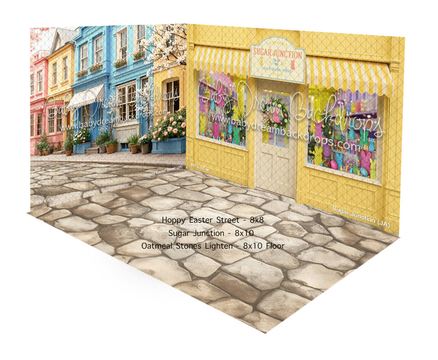 Room Sugar Junction + Hoppy Easter Street + Oatmeal Stones Lighten Floor