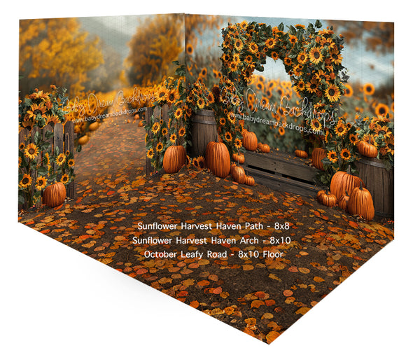 Room Sunflower Harvest Haven Path + Arch + October Leafy Road