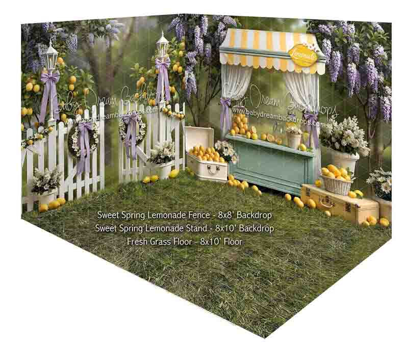Room Sweet Spring Lemonade Fence + Sweet Spring Lemonade Stand + Fresh Grass Floor