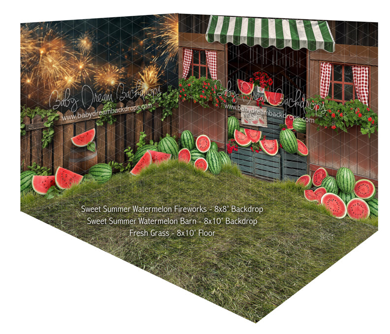 Room Sweet Summer Watermelon Fireworks + Sweet Summer Watermelon Barn + Fresh Grass