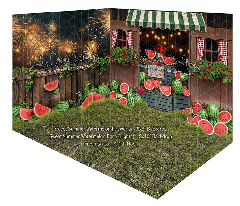 Room Sweet Summer Watermelon Fireworks + Sweet Summer Watermelon Barn (Lights) + Fresh Grass