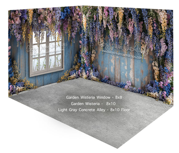 Room Garden Wisteria Window + Garden Wisteria + Light Gray Concrete Alley