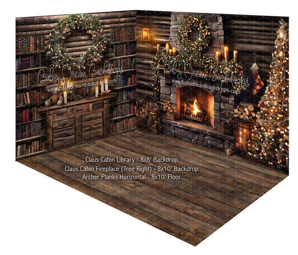 Room Claus Cabin Library + Claus Cabin Fireplace (Tree Right) + Archer Planks Horizontal (JA)