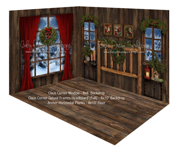 Claus Corner Window and Deluxe Frame Headboard (Full) Fabric Room