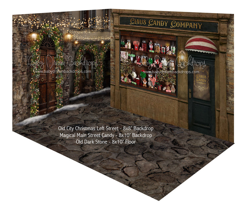 Magical Main Street Candy and Old City Christmas Left Street Fabric Room