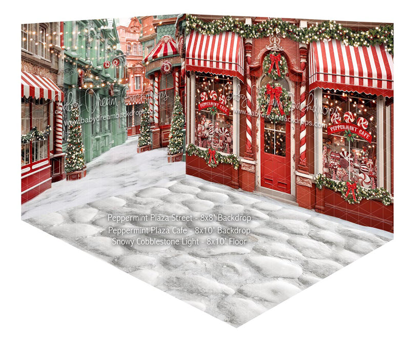 Room Peppermint Plaza Street + Peppermint Plaza Cafe + Snowy Cobblestone Light (JA)