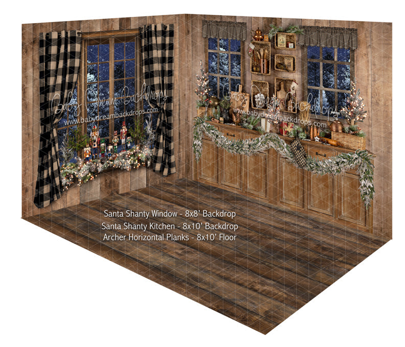 Santa Shanty Window and Santa Shanty Kitchen Fabric Room
