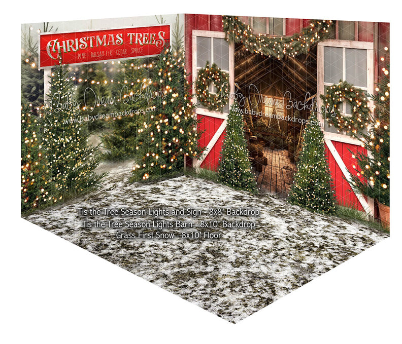 Room Tis the Tree Season Lights and Sign + Tis the Tree Season Lights Barn + Grass First Snow (JA)