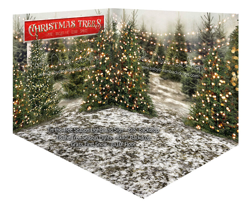 Room Tis the Tree Season Lights and Sign + Tis the Tree Season Lights + Grass First Snow (JA) 