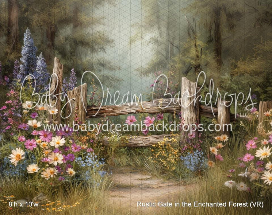 Rustic River Vr Rustic Gate in the Enchanted Forest (VR) — Baby Dream Backdrops