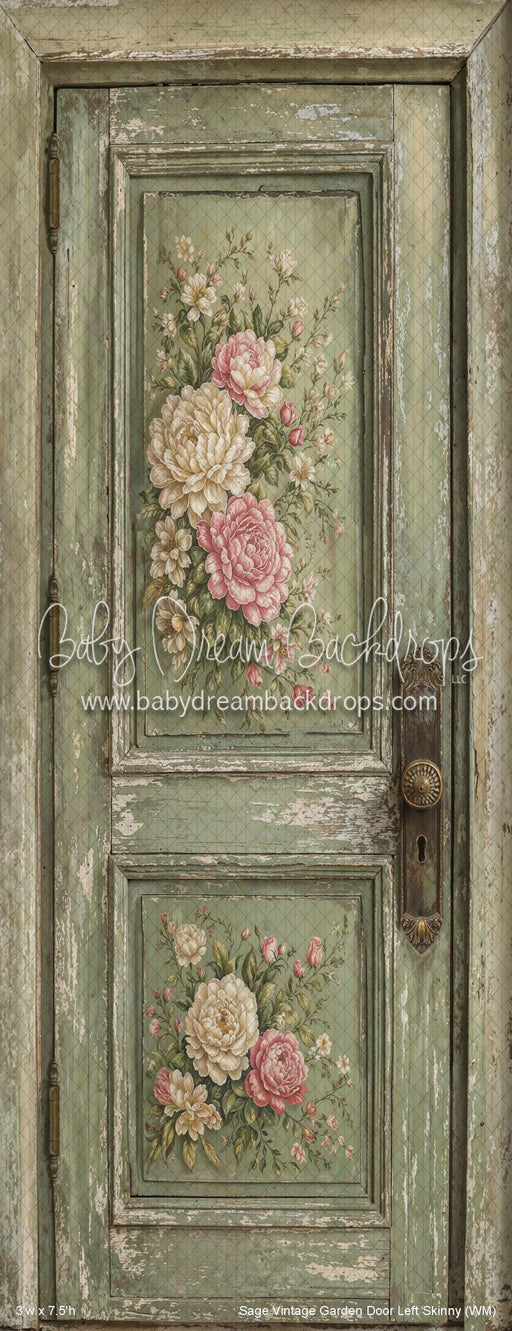 Sage Vintage Garden Door Left Skinny (WM)