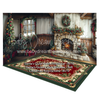 Fabric Room Santa's Quiet Cabin Fireplace + Santa's Quiet Cabin Window + Christmas Rug (Green)