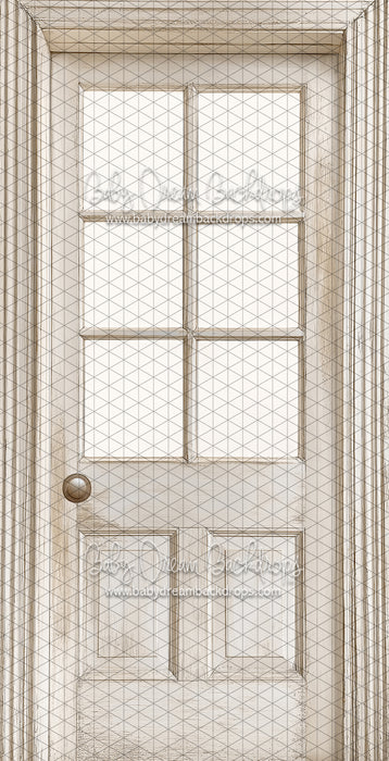 Skinny Door White Washed Window (Left Knob) (CC)