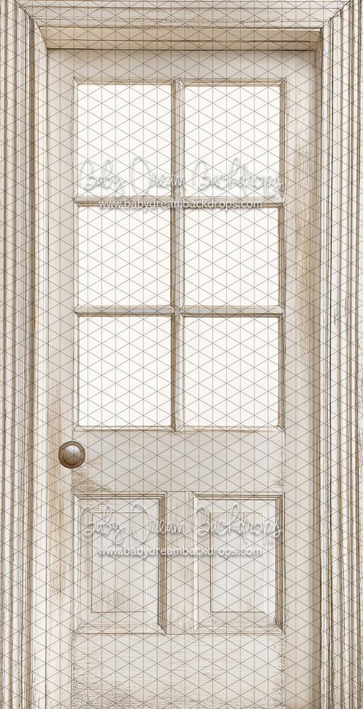 Skinny Door White Washed Window (Left Knob) (CC)