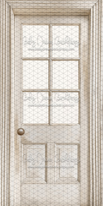 Skinny Door White Washed Window (Left Knob) (CC)