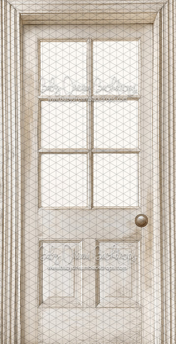 Skinny Door White Washed Window (Right Knob) (CC)