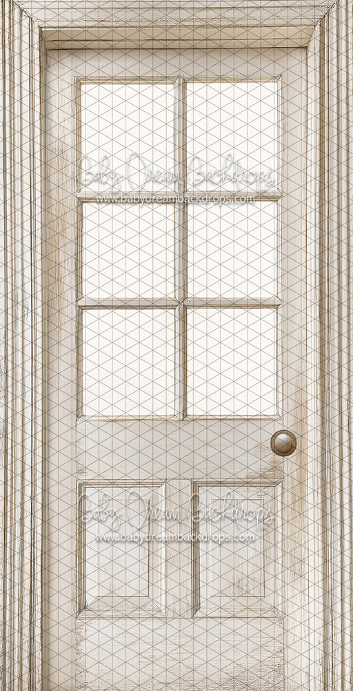 Skinny Door White Washed Window (Right Knob) (CC)