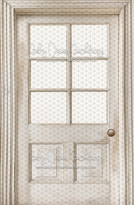 Skinny Door White Washed Window (Right Knob) (CC)