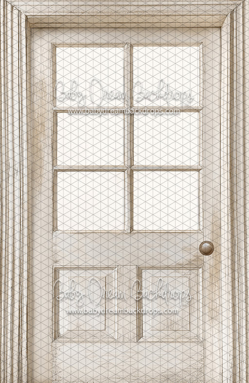 Skinny Door White Washed Window (Right Knob) (CC)