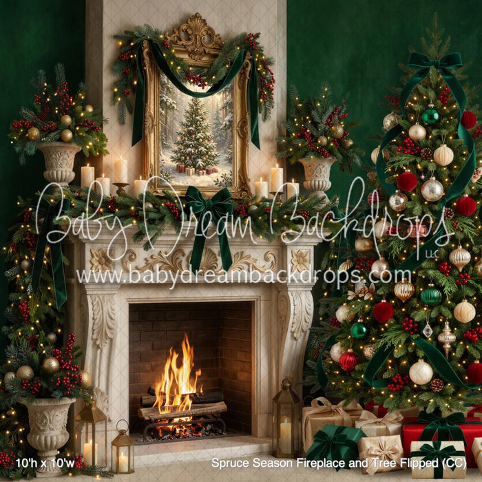 Spruce Season Fireplace and Tree Flipped (CC)