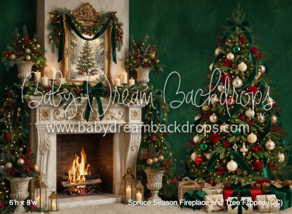 Spruce Season Fireplace and Tree Flipped (CC)