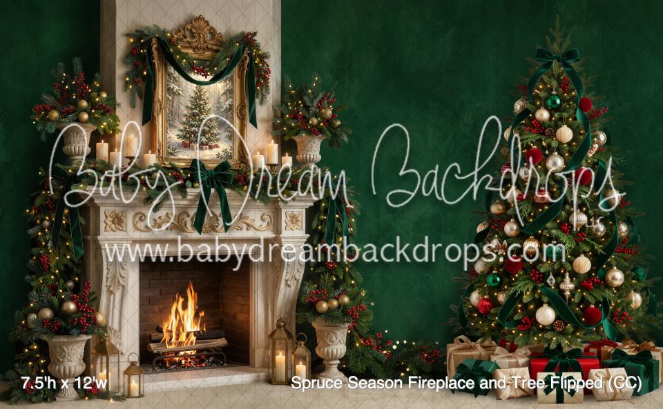 Spruce Season Fireplace and Tree Flipped (CC)