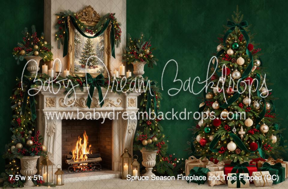 Spruce Season Fireplace and Tree Flipped (CC)