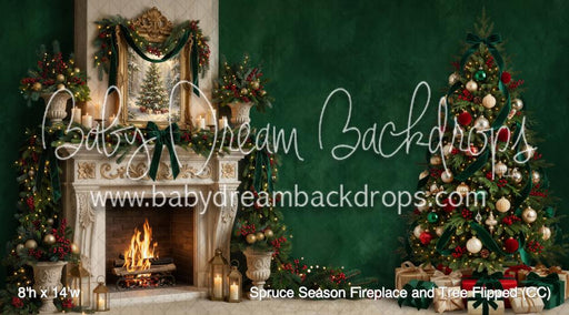 Spruce Season Fireplace and Tree Flipped (CC)