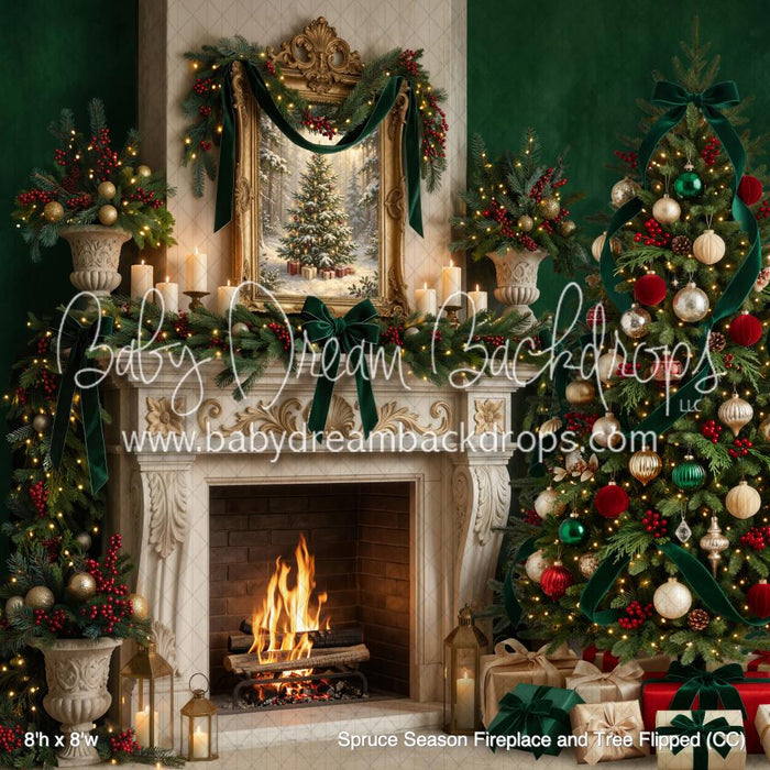 Spruce Season Fireplace and Tree Flipped (CC)