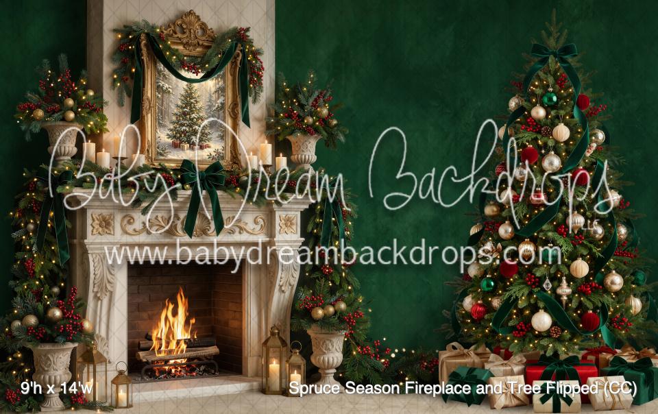 Spruce Season Fireplace and Tree Flipped (CC)
