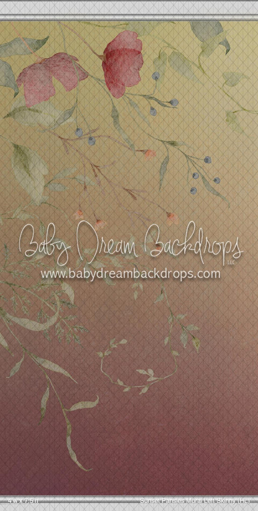 Sunset Pansies Mural Left Skinny (HL)