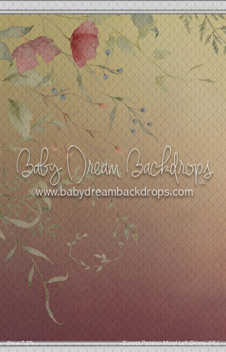 Sunset Pansies Mural Left Skinny (HL)